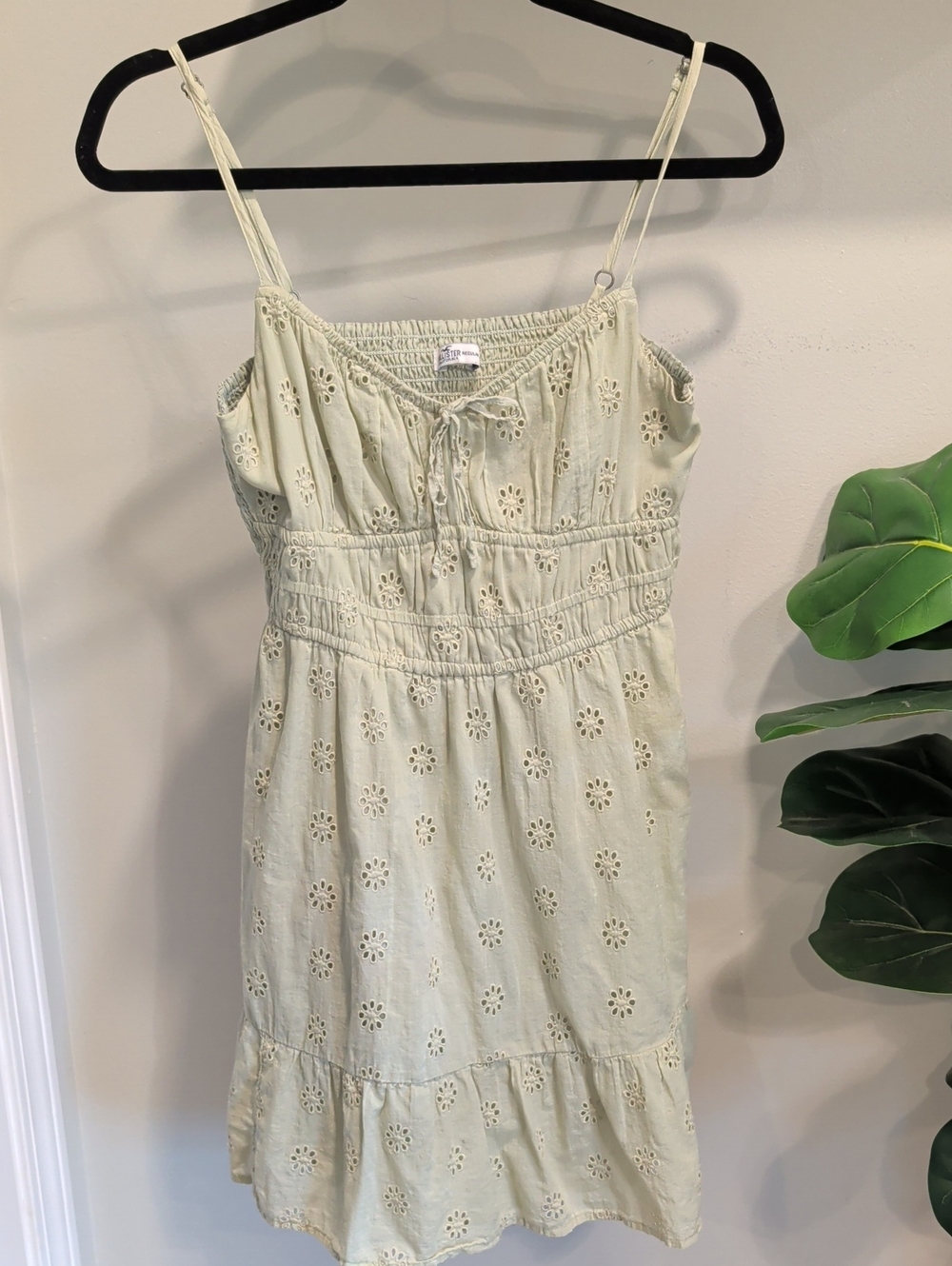 Hollister Light Sage Eyelet Mini Dress